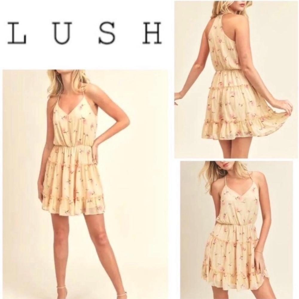 NWT! LUSH Sleeveless V-Neck Tiered Ruffle Mini Dress - Size Small 💛